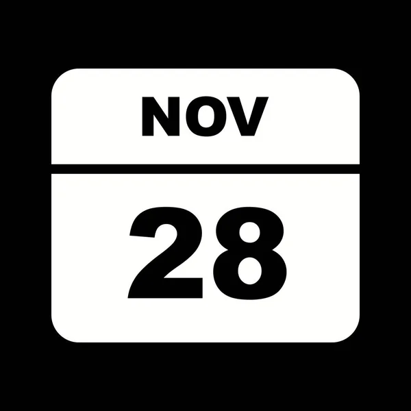 28 november datum op een enkele dag kalender — Stockfoto