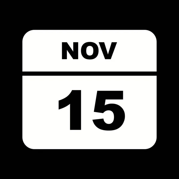 15. November Datum an einem einzigen Tag Kalender — Stockfoto