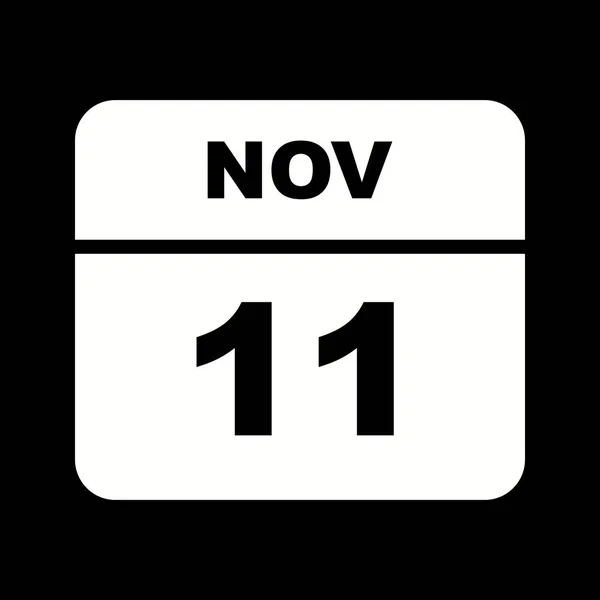 11 de noviembre Fecha en un calendario de un solo día — Foto de Stock