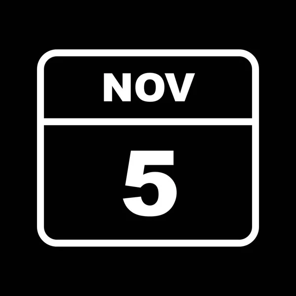 5. November Datum an einem einzigen Tag Kalender — Stockfoto