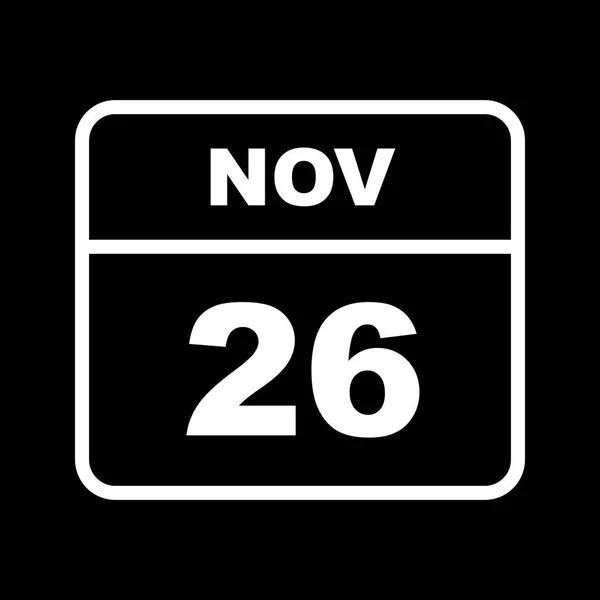26 de noviembre Fecha en un calendario de un solo día — Foto de Stock