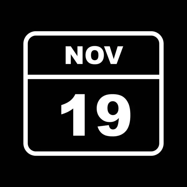 19 novembre Date sur un calendrier d'un seul jour — Photo