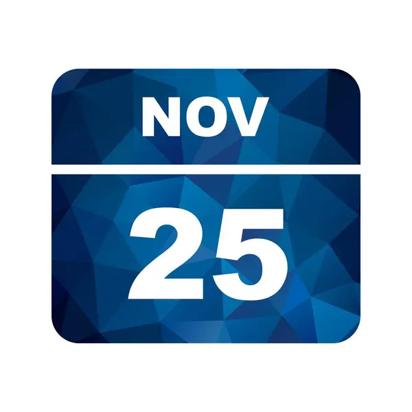 25 de novembro Data em um calendário único dia — Fotografia de Stock