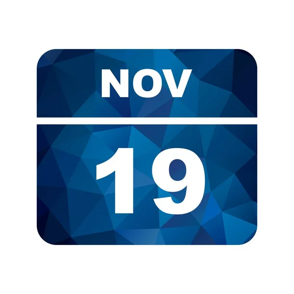 19 de novembro Data em um calendário único dia — Fotografia de Stock