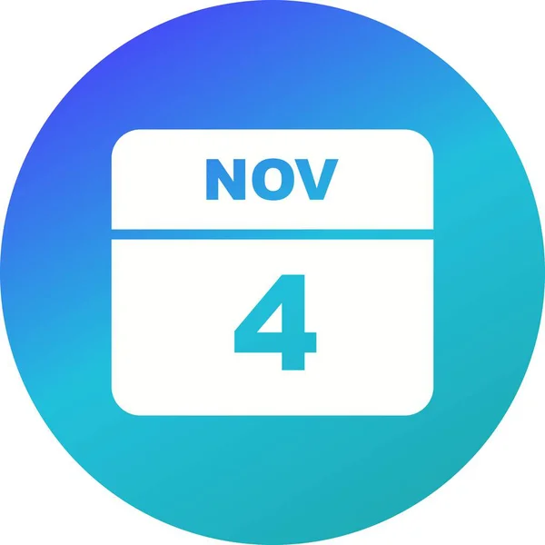 4 de noviembre Fecha en un calendario de un solo día — Foto de Stock