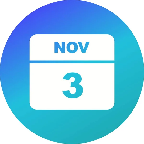 3 listopada Data w kalendarzu jednodniowe — Zdjęcie stockowe