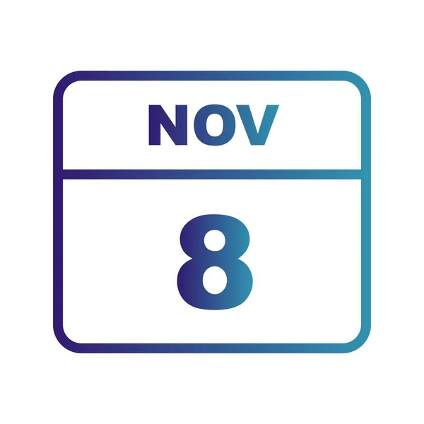 08 november datum op een enkele dag kalender — Stockfoto
