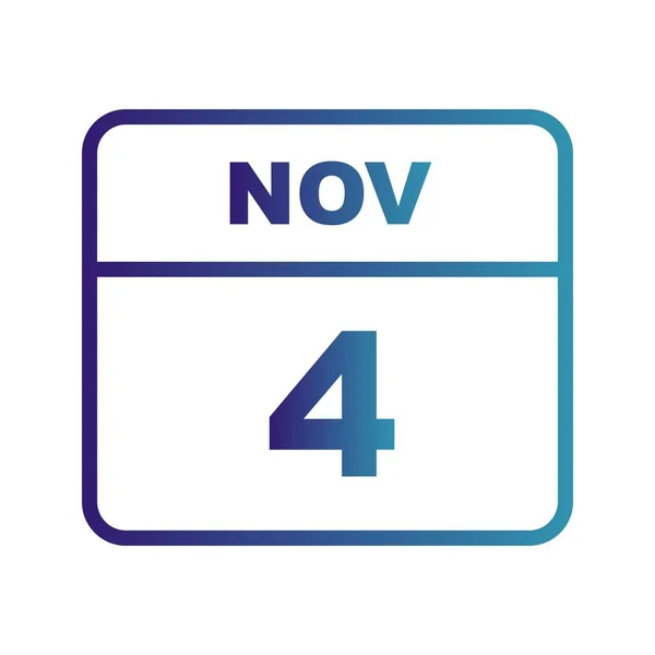 4. November Datum an einem einzigen Tag Kalender — Stockfoto