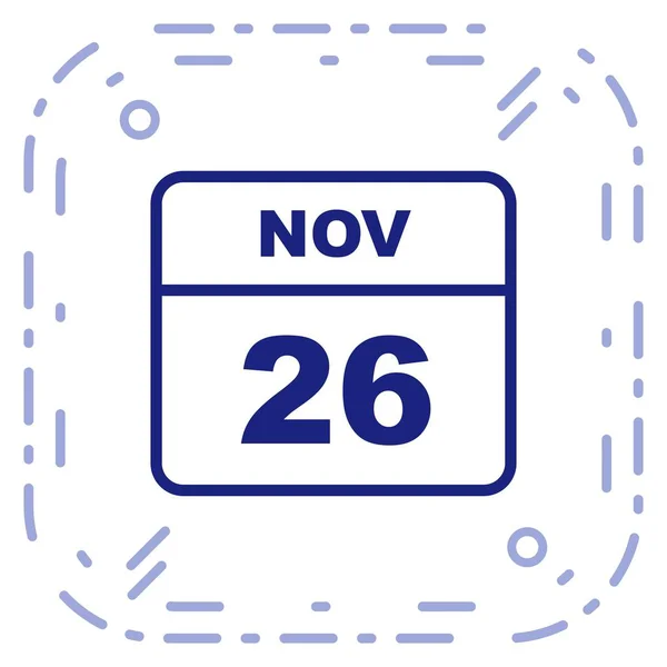 26 de novembro Data em um calendário único dia — Fotografia de Stock