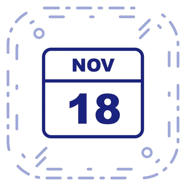 18 november datum op een enkele dag kalender — Stockfoto