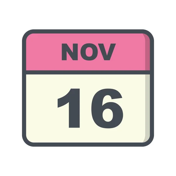 16 november datum op een enkele dag kalender — Stockfoto