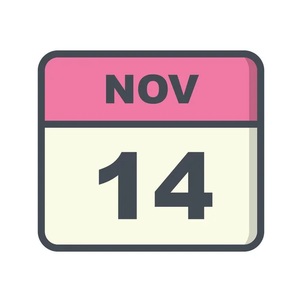 14 november datum op een enkele dag kalender — Stockfoto