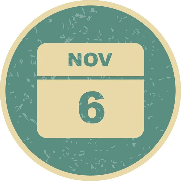 11月6日单日日历上的日期 — 图库照片