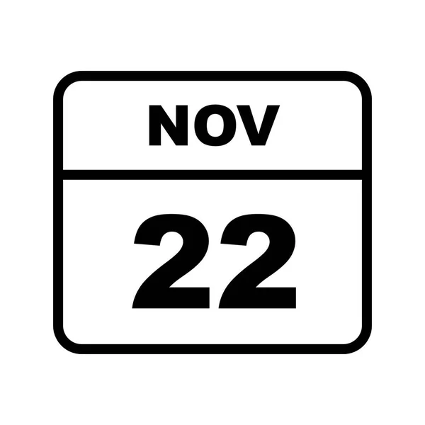 22 novembre Date sur un calendrier d'un seul jour — Photo