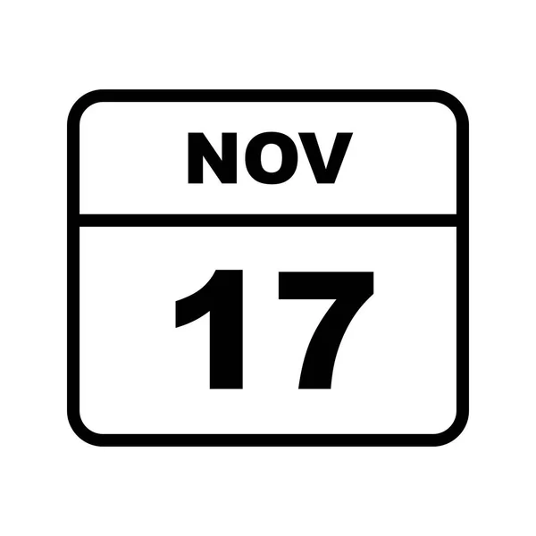 17 listopada Data w kalendarzu jednodniowe — Zdjęcie stockowe