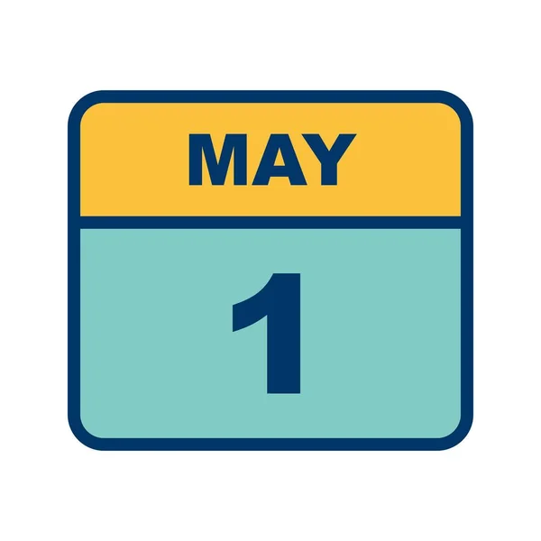 1 maj datum på en enda dag kalender — Stockfoto