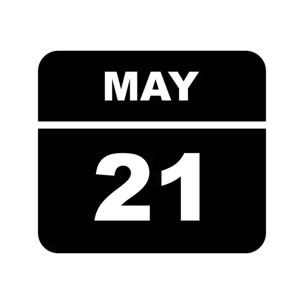 21 de maio Data em um calendário de um único dia — Fotografia de Stock