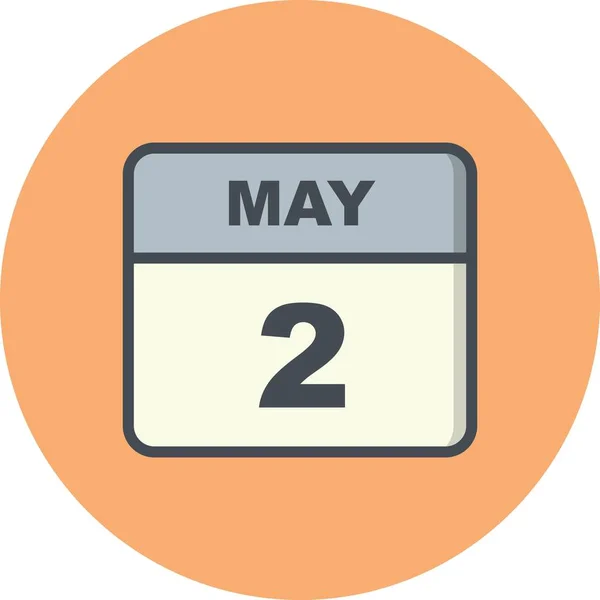 2 мая в календаре одного дня — стоковое фото