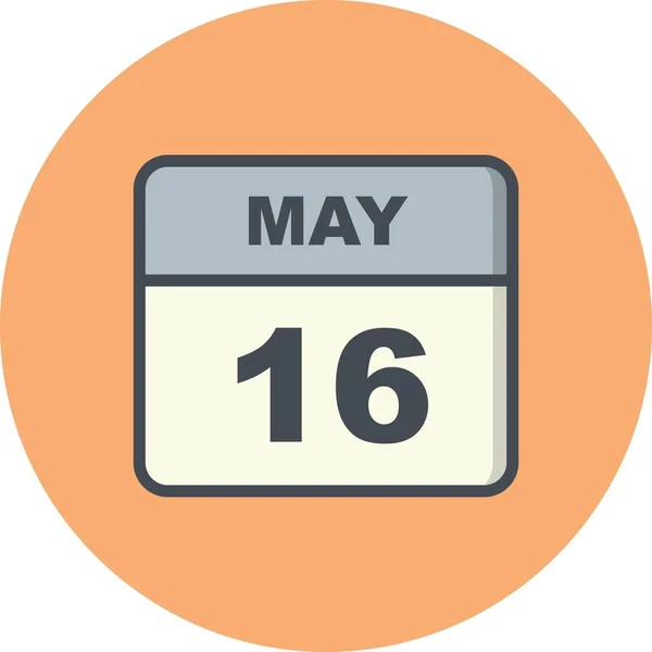 16. Mai Datum an einem einzigen Tag Kalender — Stockfoto