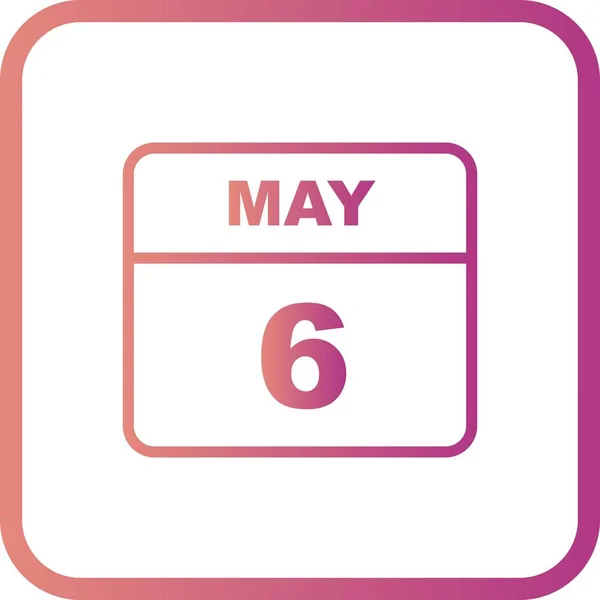Ημερομηνία 6ο Μαΐου σε ημερολόγιο μίας ημέρας — Φωτογραφία Αρχείου
