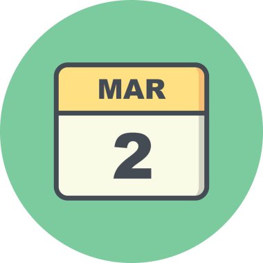 2 Mart tarihinde tek bir gün takvimi