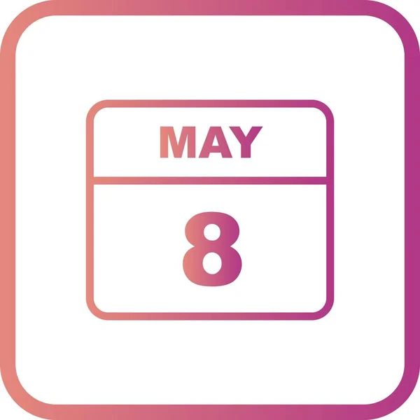 8 Μαΐου ημερομηνία σε ημερολόγιο μίας ημέρας — Φωτογραφία Αρχείου