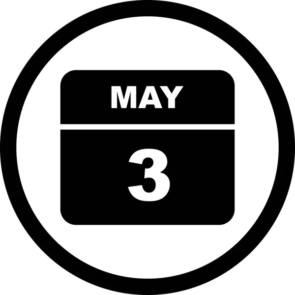 Ημερομηνία 3ο Μαΐου σε ημερολόγιο μίας ημέρας — Φωτογραφία Αρχείου