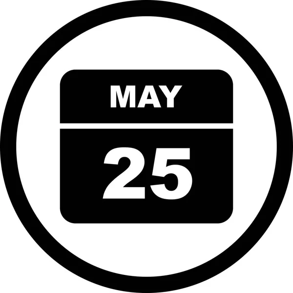 25 de maio Data em um calendário de um único dia — Fotografia de Stock