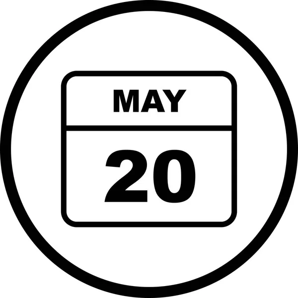 20 de maio Data em um calendário único dia — Fotografia de Stock