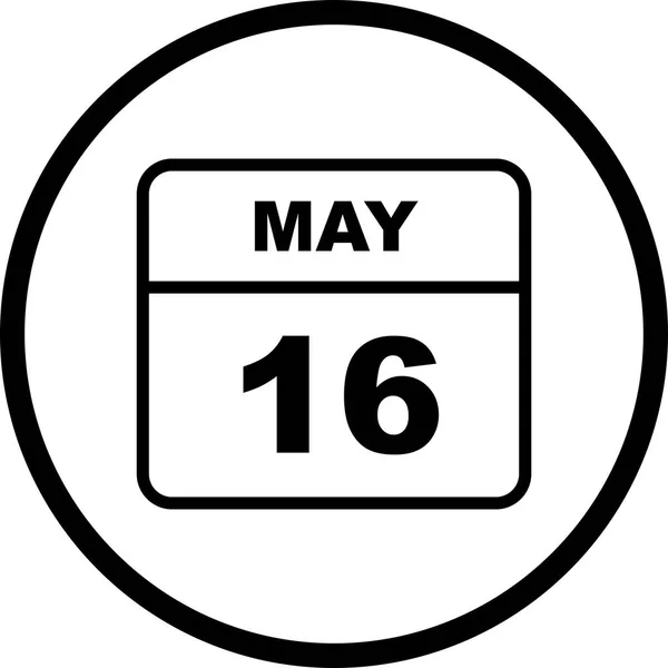 Tanggal 16 Mei pada Kalender Hari Tunggal — Stok Foto