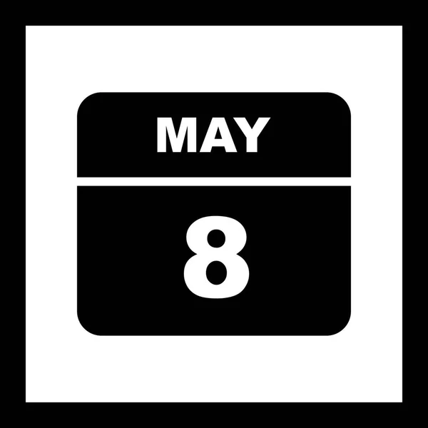 8 maj datum på en enda dag kalender — Stockfoto