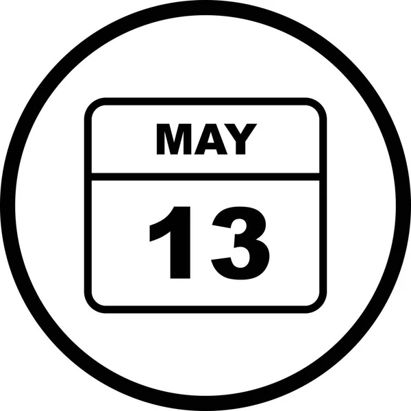 13 de maio Data em um calendário de um único dia — Fotografia de Stock