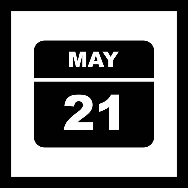 21 de mayo Fecha en un calendario de un solo día — Foto de Stock