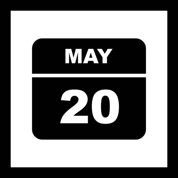 20 de mayo Fecha en un calendario de un solo día — Foto de Stock