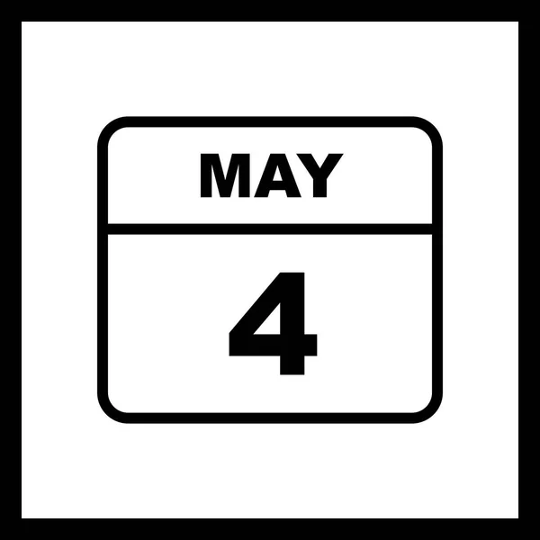 4. maj Dato på en enkelt dag kalender - Stock-foto