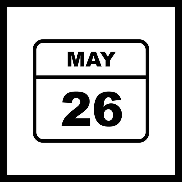 26 de mayo Fecha en un calendario de un solo día — Foto de Stock