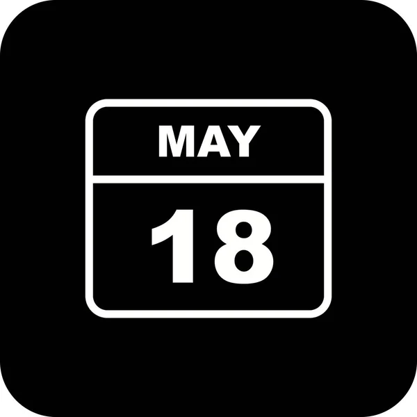 Дата 18 мая в календаре одного дня — стоковое фото