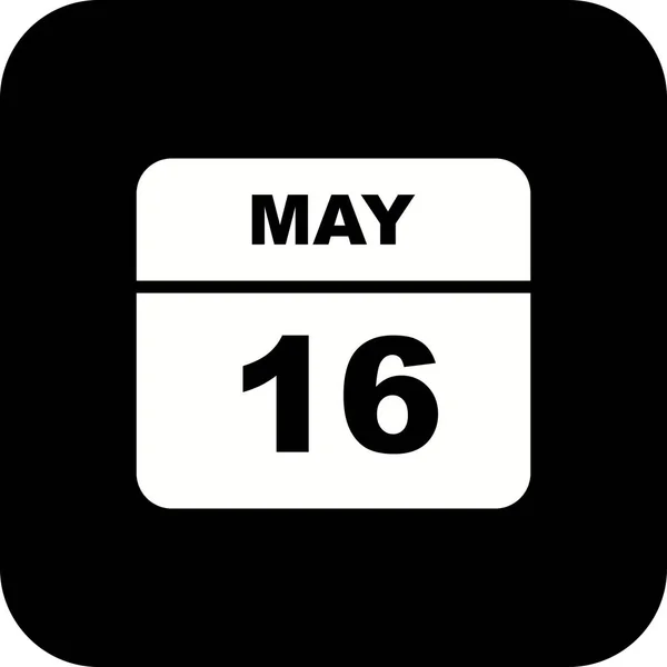 5月16日在单日日历上的日期 — 图库照片