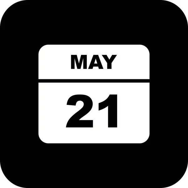 21. Mai Datum an einem einzigen Tag Kalender — Stockfoto