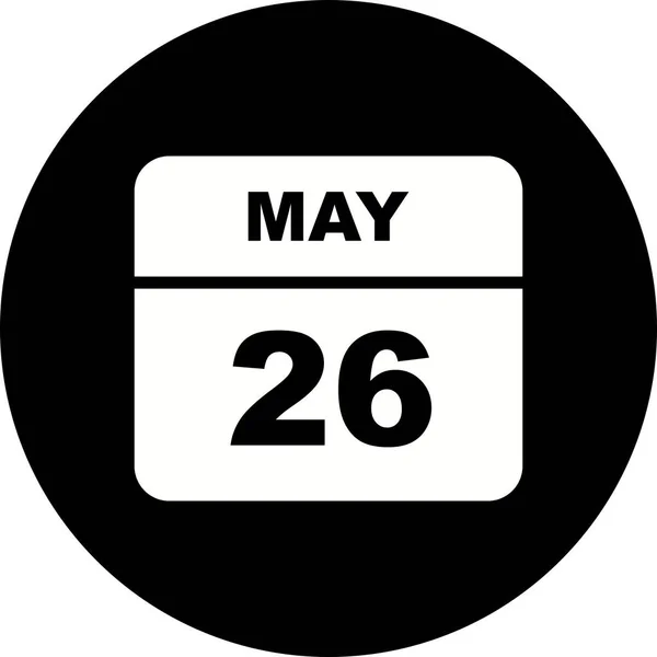 26 de mayo Fecha en un calendario de un solo día — Foto de Stock