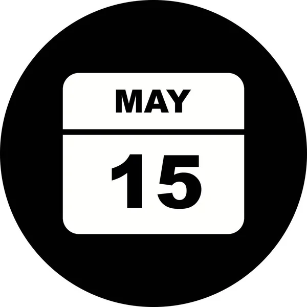 15 Maggio Data su un Calendario Unico Giorno — Foto Stock