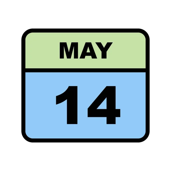 Május 14. dátum egy egynapos naptárban — Stock Fotó