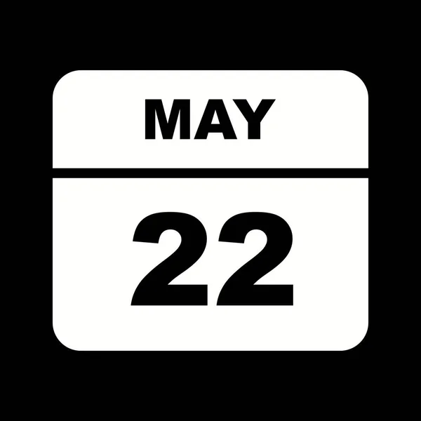 22 de mayo Fecha en un calendario de un solo día —  Fotos de Stock