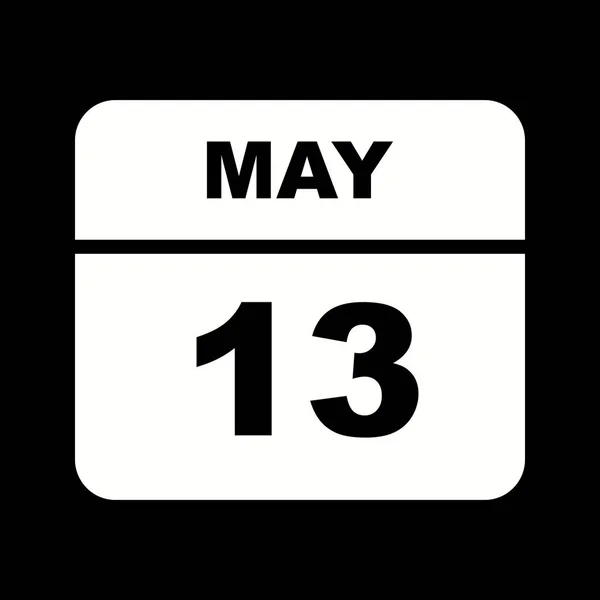 13. Mai Datum an einem einzigen Tag Kalender — Stockfoto