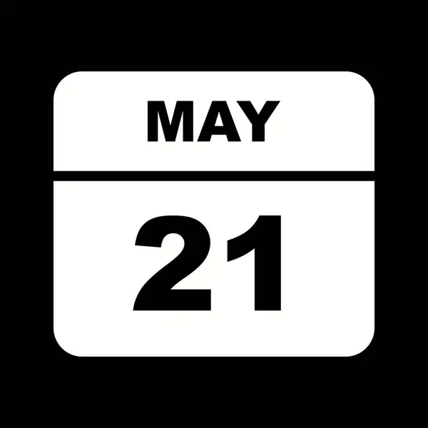 21. Mai Datum an einem einzigen Tag Kalender — Stockfoto