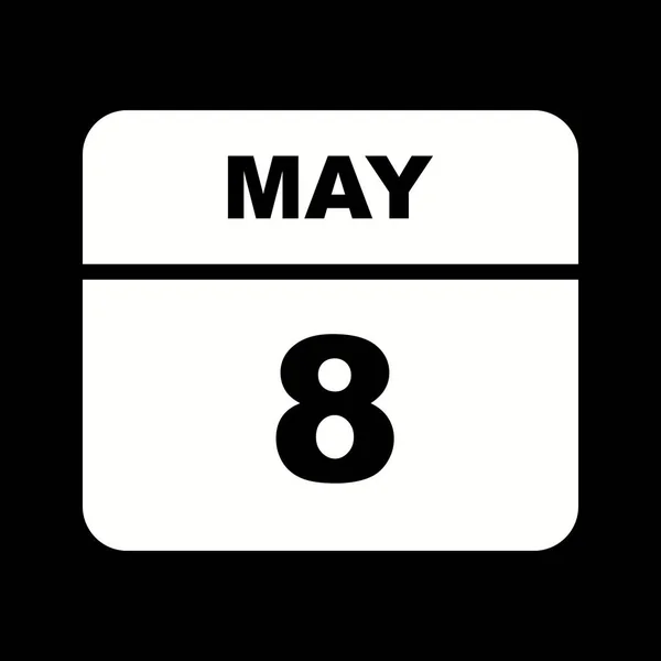 8 maggio Data su un Calendario singolo giorno — Foto Stock
