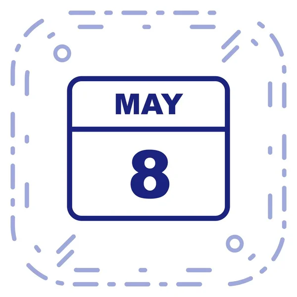 8 maggio Data su un Calendario singolo giorno — Foto Stock