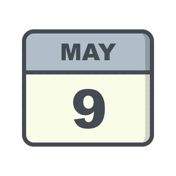 एक दिन कैलेंडर पर 9 मई की तारीख — स्टॉक फ़ोटो, इमेज