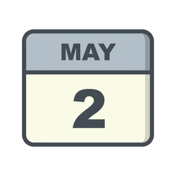 2 mei datum op een enkele dag kalender — Stockfoto