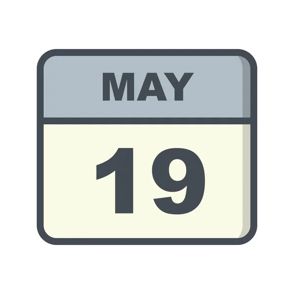 19. Mai Datum an einem einzigen Tag Kalender — Stockfoto